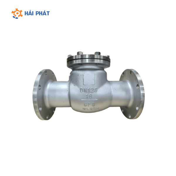 van 1 chiều lá lật inox mặt bích dn125