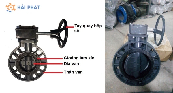 van bướm nhựa tay quay