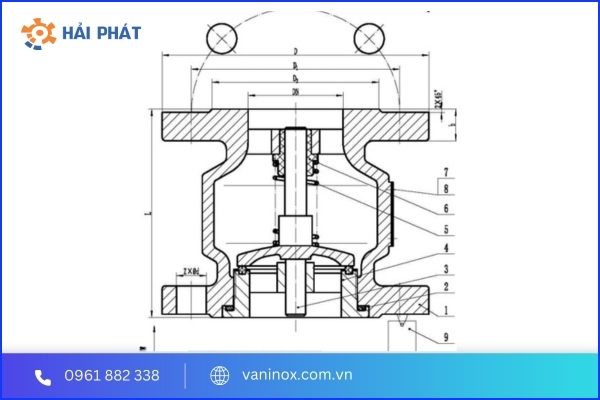 cấu tạo van 1 chiều lò xo
