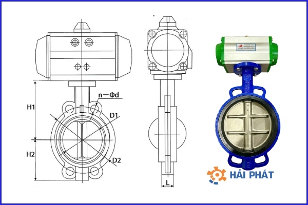 cấu tạo van bướm điều khiển khí nén