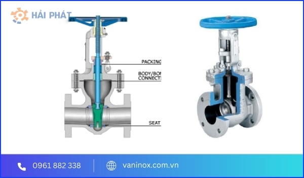 cấ tạo van cổng ty nổi inox